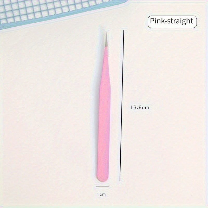 Link 7: Macaron Colorful Journal Tweezers Straight Curved Tips Stickers Handmade Journal Tools Stainless Steel Eyelash Tweezers