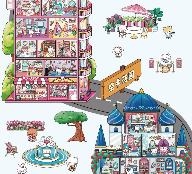 Link 31: 4 Themes Mini Town Large 3D Stereoscopic Scenery Stickers DIY