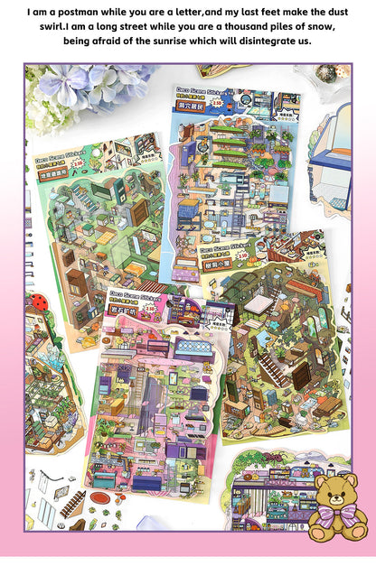 Link 50: 12 Themes Scene Stickers With Covers Scenery Journal Material Stickers