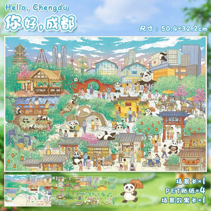 Link 17: Different Shops Houses Large Scene Stickers 3D Stereoscopic Stickers DIY Stress Relief Journal Stickers