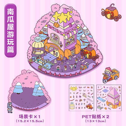Link 5: 11 Themes Cute Miniature Scene Stickers Cartoon 3D Stereoscopic Cottage Stress Stickers