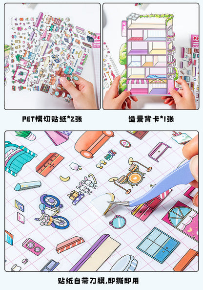 Link 31: 4 Themes Mini Town Large 3D Stereoscopic Scenery Stickers DIY