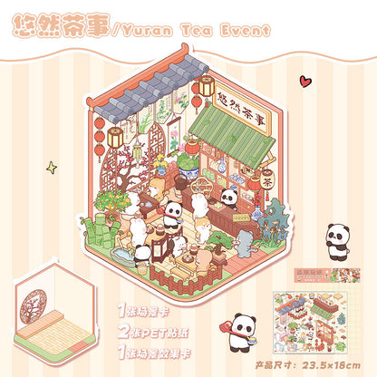 Link 12: 3D Stereoscopic Cottage Journal Stickers Miniature Scene Stickers 12 Places