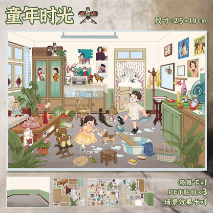 Link 35: Large Size 6 Different Rooms Shops 3D Scene Stickers DIY Stress Release