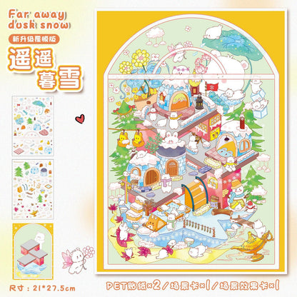 Link 9: 51.0 Different Scenery Stickers 3D Stereoscopic Cottage Scene 12 Themes DIY