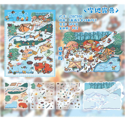 Link 58: XXL Size 3D Scene Stickers Supermarket | Headquarters | Snow Camping | Bone Street