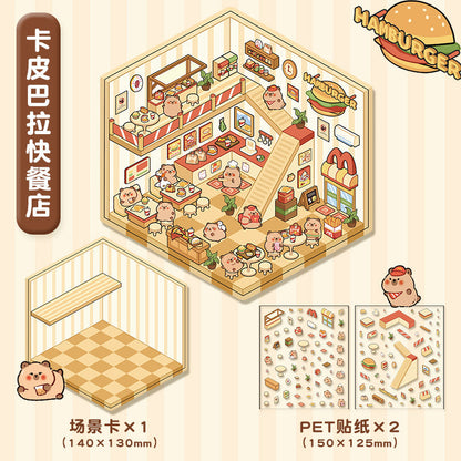 Link 4: Cute Miniature Scene Decoration Stickers Cartoon 3D House Stress Relief Scene Stickers