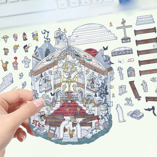 Link 22: Horror Spooky Stories Chinese Wedding Doomsday Scenery 3D DIY Scene Stickers