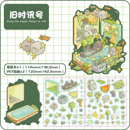 Link 65: Standard Size 3D Scene Stickers Restaurant | Chest | Old Time Signal | Magic Book | Sweet Dream Capsules