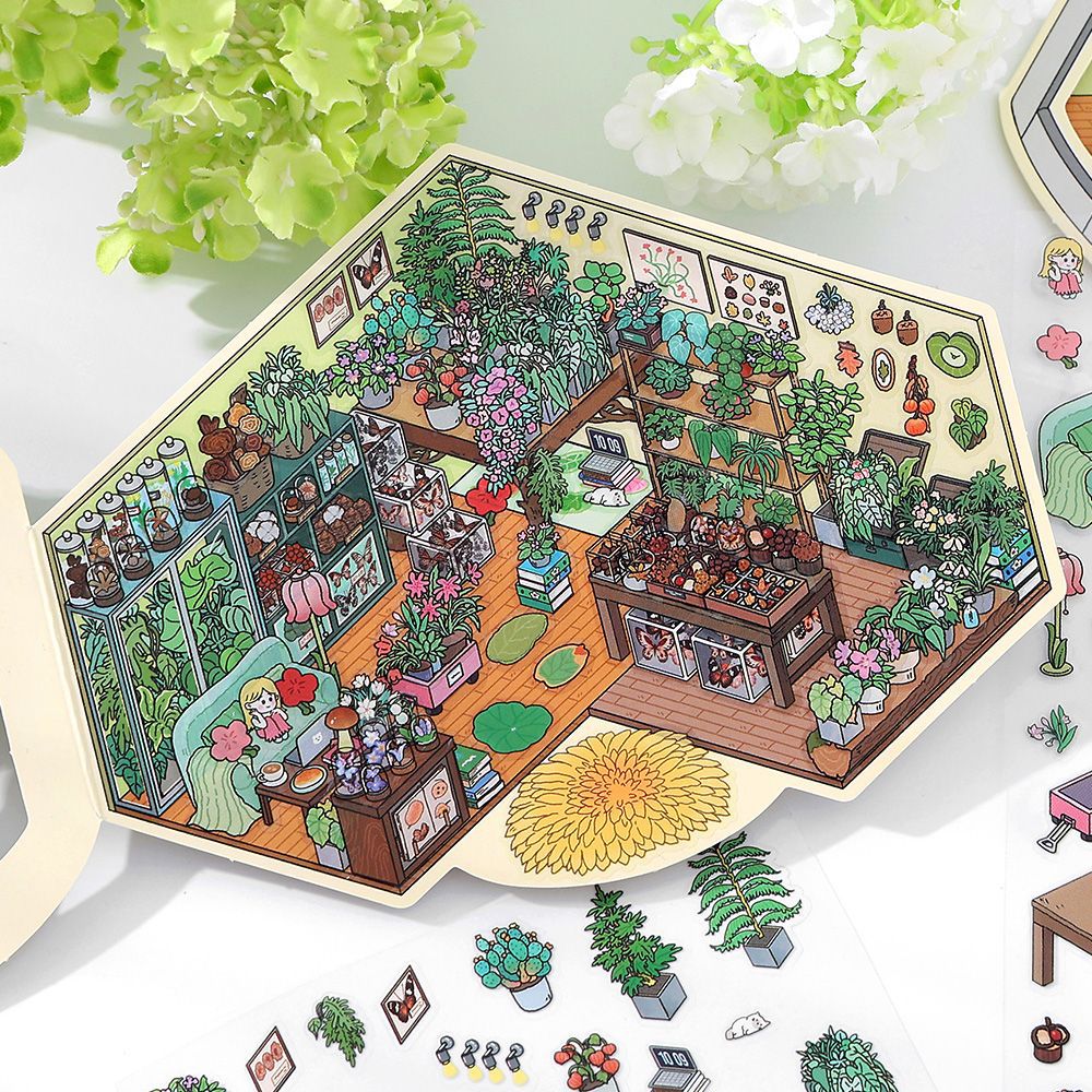 Link 50: 12 Themes Scene Stickers With Covers Scenery Journal Material Stickers