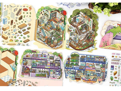 Link 50: 12 Themes Scene Stickers With Covers Scenery Journal Material Stickers