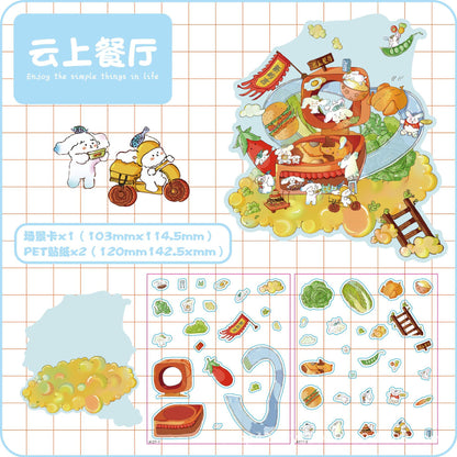 Link 65: Standard Size 3D Scene Stickers Restaurant | Chest | Old Time Signal | Magic Book | Sweet Dream Capsules