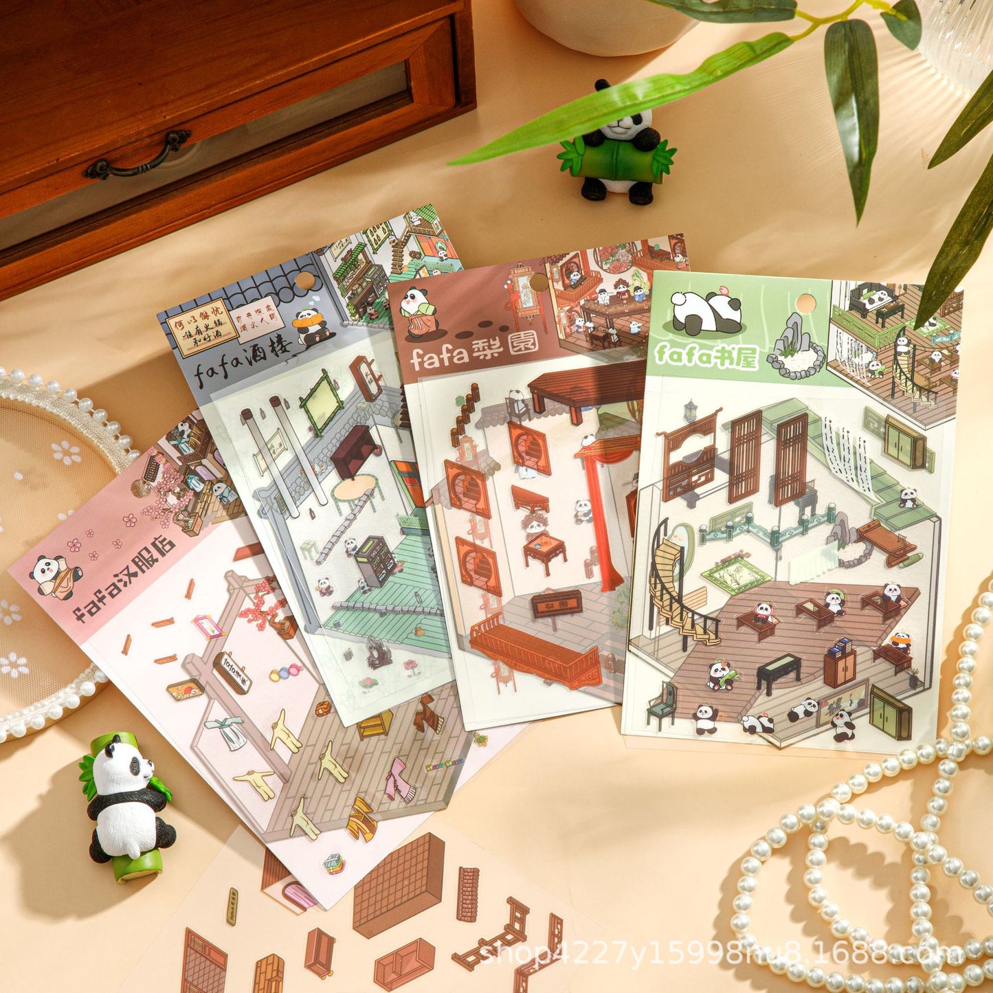 Link 55: Standard Size 3D Scene Stickers Bookstore | Restaurant | Liyuan | Hanfu Store