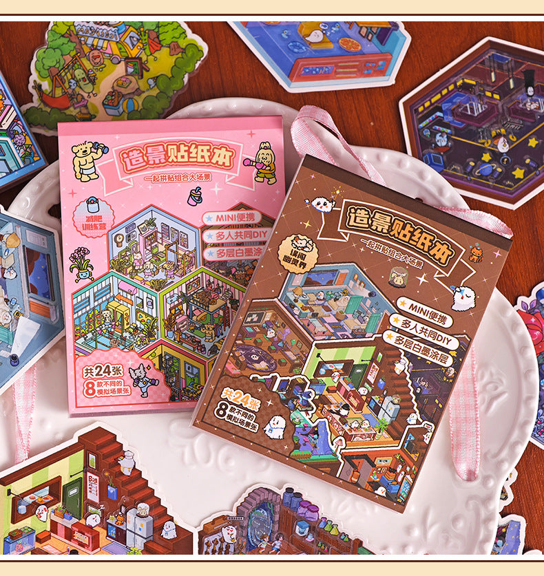 Link 46: Spooky Cute Mini 3D Scene Stickers 8 Themes 16 Sheets of Stickers In A Book