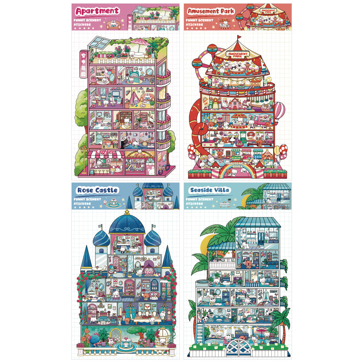 Link 31: 4 Themes Mini Town Large 3D Stereoscopic Scenery Stickers DIY
