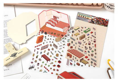 Link 50: 12 Themes Scene Stickers With Covers Scenery Journal Material Stickers