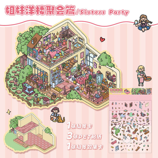 Link 2: 12.0 3D Scene Stickers Miniature Scene Different Thems Collage Journal Stickers DIY Stickers