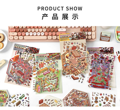 Link 50: 12 Themes Scene Stickers With Covers Scenery Journal Material Stickers