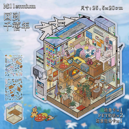 Link 34: Large Size 6 Different Villas Big Houses 3D Scene Stickers DIY Stress Release
