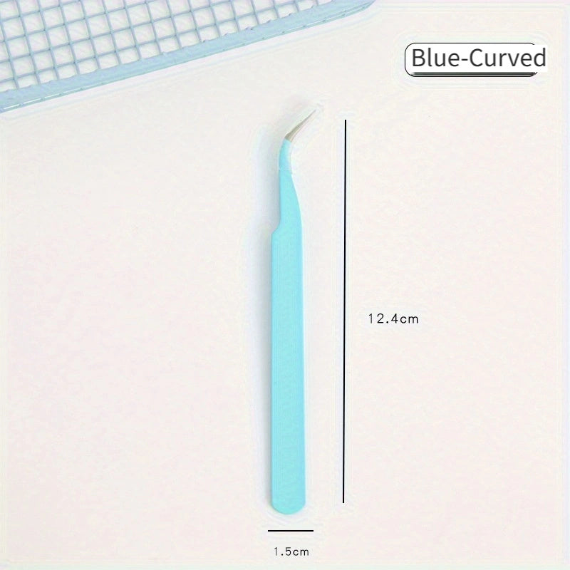 Link 7: Macaron Colorful Journal Tweezers Straight Curved Tips Stickers Handmade Journal Tools Stainless Steel Eyelash Tweezers