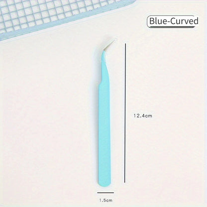 Link 7: Macaron Colorful Journal Tweezers Straight Curved Tips Stickers Handmade Journal Tools Stainless Steel Eyelash Tweezers