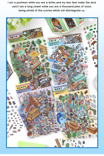 Link 50: 12 Themes Scene Stickers With Covers Scenery Journal Material Stickers