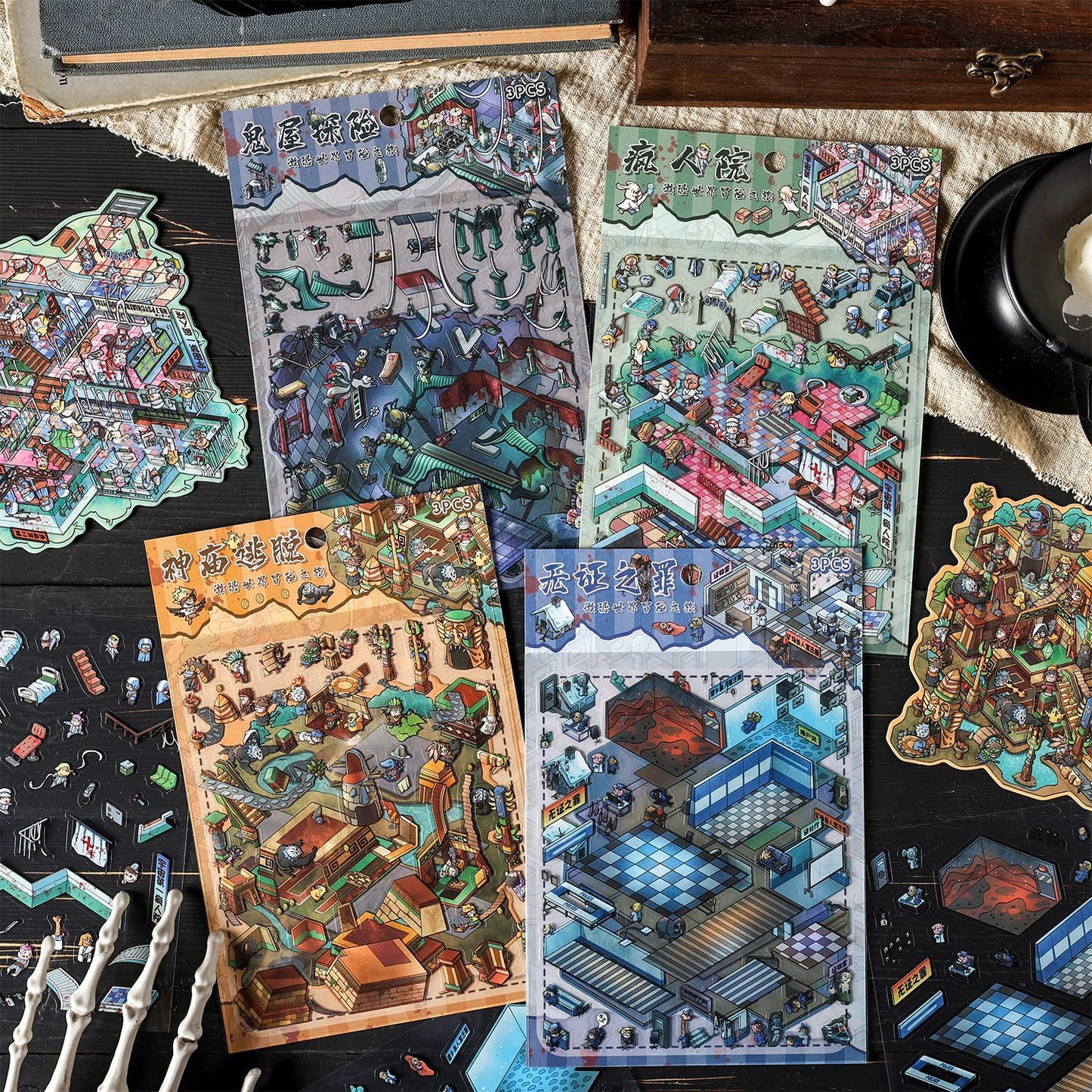 Link 49:  Spooky 3D Miniature Scene Stickers 4 Themes Scenery Stickers