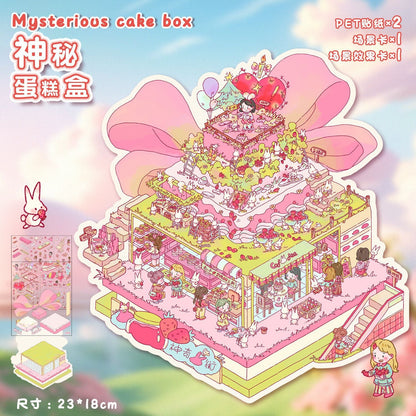 Link 8: 12 Different Themes Scenery Stickers 3D Stereoscopic Cottage Scene Collage Bulidling Journal Stickers Miniature Scene Stickers