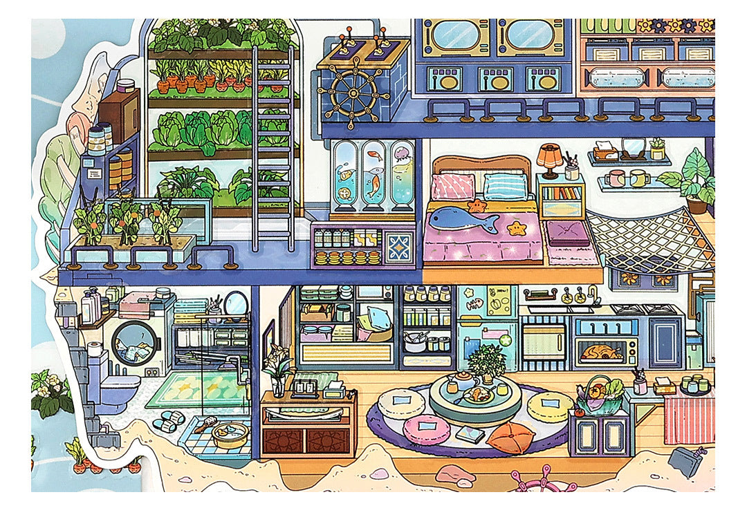 Link 50: 12 Themes Scene Stickers With Covers Scenery Journal Material Stickers