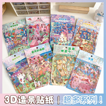 Link 63: Standard Size 3D Scene Stickers Villa | Holiday | Pool | Forest