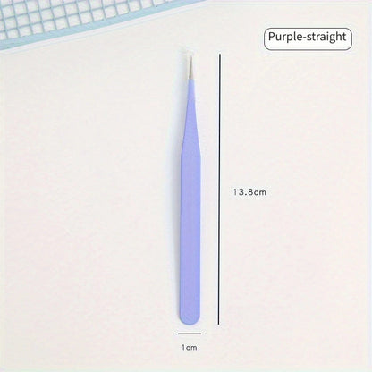 Link 7: Macaron Colorful Journal Tweezers Straight Curved Tips Stickers Handmade Journal Tools Stainless Steel Eyelash Tweezers