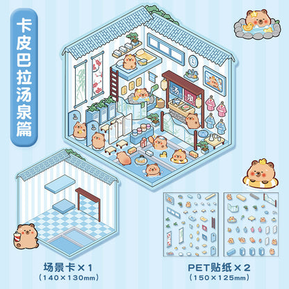 Link 4: Cute Miniature Scene Decoration Stickers Cartoon 3D House Stress Relief Scene Stickers