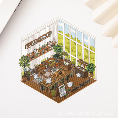 Link 37: Different Shops Themes 3D Miniature Scene Stickers  No-Cut Scene Scrapbook