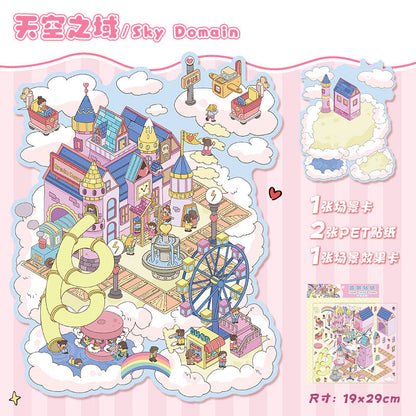 Link 11: 12 Different Fun World 3D Stereoscopic Cottage Scene Miniature Scene Stickers