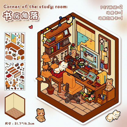 Link 19: Different Shops and Rooms 3D Cute Scenery Stickers Scene Puzzle Children's Toy Stickers