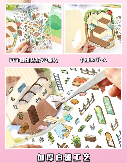 Link 50: 12 Themes Scene Stickers With Covers Scenery Journal Material Stickers