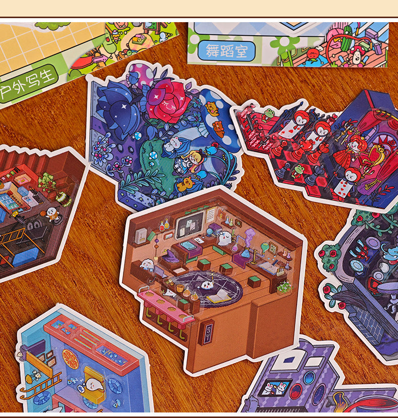 Link 46: Spooky Cute Mini 3D Scene Stickers 8 Themes 16 Sheets of Stickers In A Book