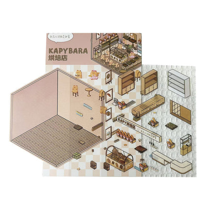 Link 56: Standard Size 3D Scene Stickers Capybara Housework | Cruise Party | Part-Time Job | Bakery