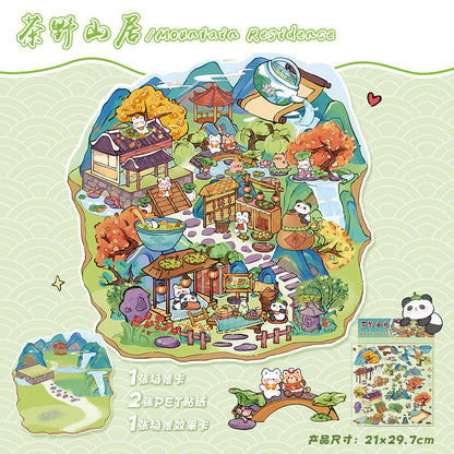 Link 12: 3D Stereoscopic Cottage Journal Stickers Miniature Scene Stickers 12 Places