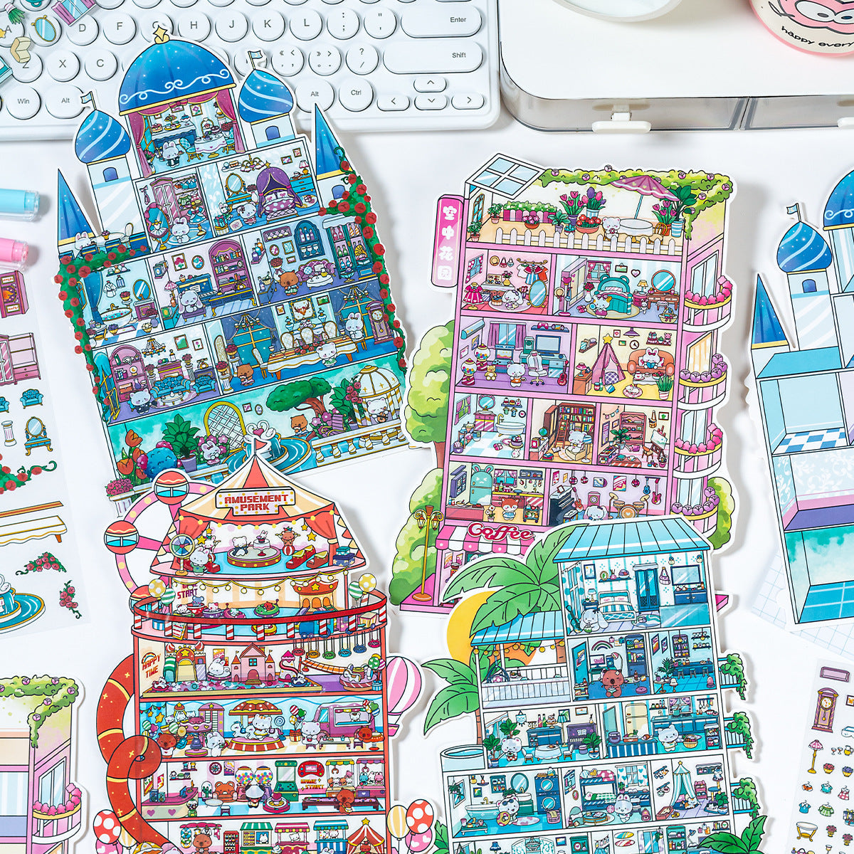Link 31: 4 Themes Mini Town Large 3D Stereoscopic Scenery Stickers DIY