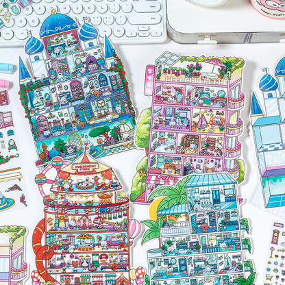 Link 31: 4 Themes Mini Town Large 3D Stereoscopic Scenery Stickers DIY