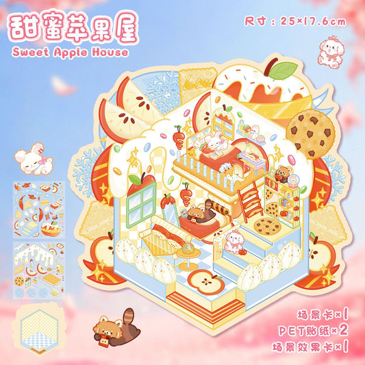 Link 51: 10 Different House Shops Scenery Stickers Miniature Scene Collage Journal Stickers