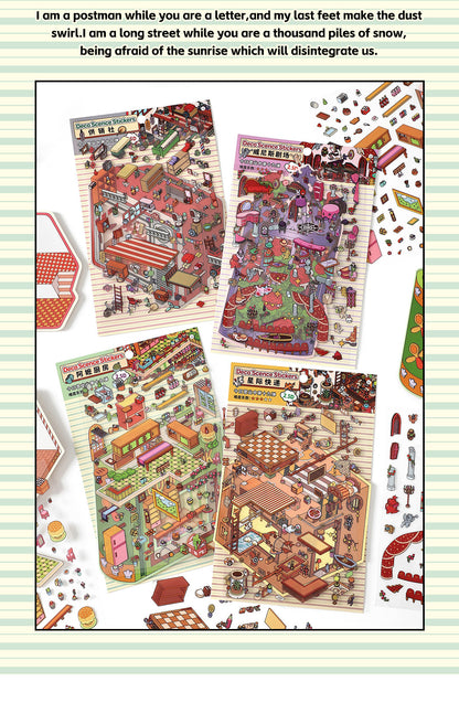 Link 50: 12 Themes Scene Stickers With Covers Scenery Journal Material Stickers