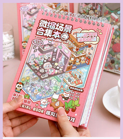 Link 28: Miniature Scene Stickers Books 3D Dollhouse Girl Children's Toys DIY Scrapbook Stickers