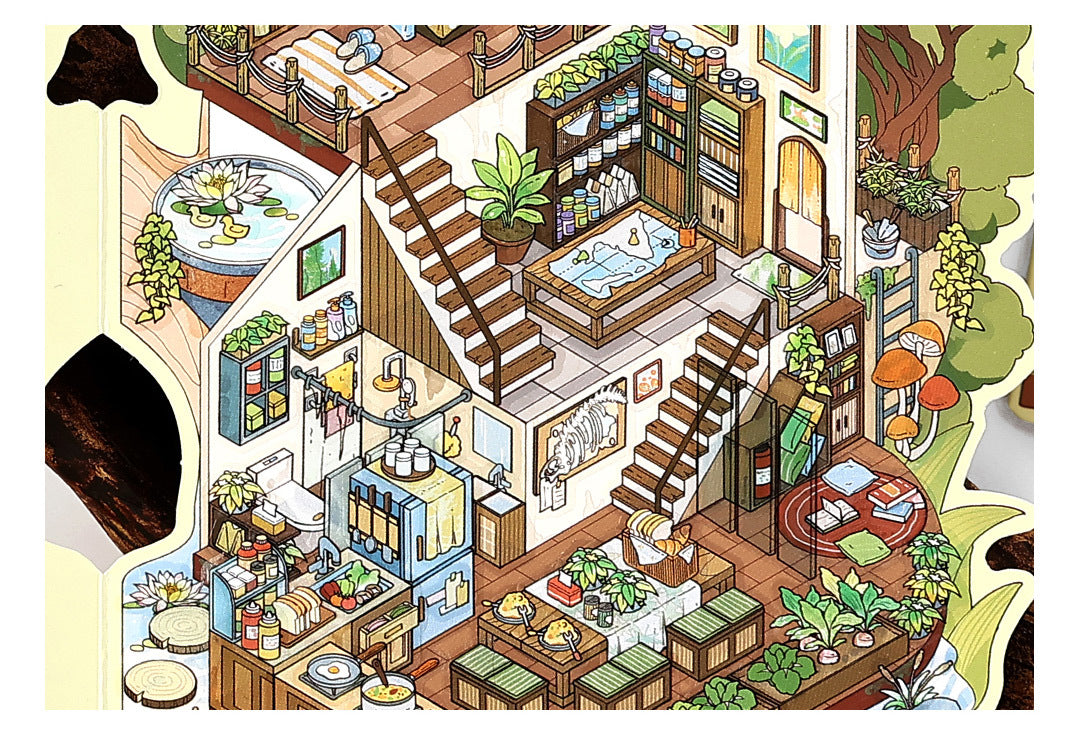 Link 50: 12 Themes Scene Stickers With Covers Scenery Journal Material Stickers