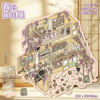 Link 18: A4 Size Large Scenery Stickers Retro Stickers 3D Stereoscopic Stickers