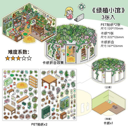 Link 50: 12 Themes Scene Stickers With Covers Scenery Journal Material Stickers