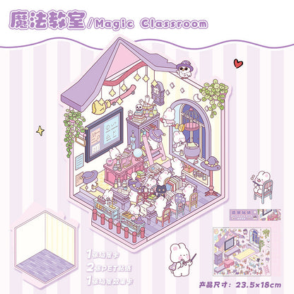 Link 12: 3D Stereoscopic Cottage Journal Stickers Miniature Scene Stickers 12 Places