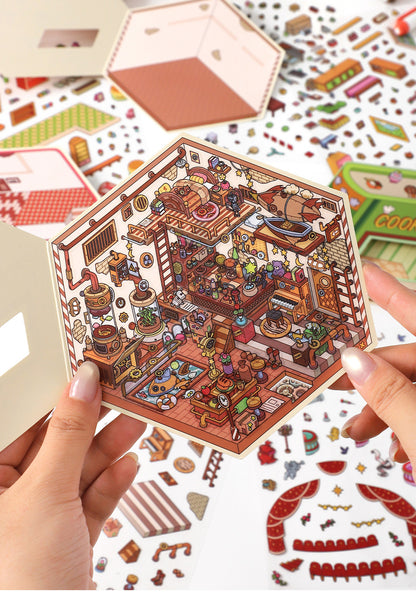 Link 50: 12 Themes Scene Stickers With Covers Scenery Journal Material Stickers