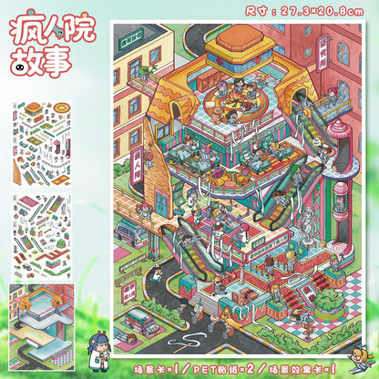 Link 52: 11 Themes XXL L Large Size Scene Stickers Spooky Castle Garden Town